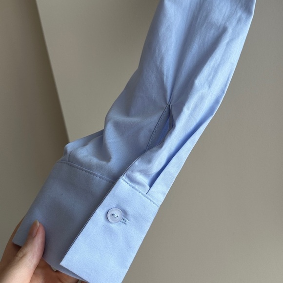 Maeve Asymmetrical Buttondown Shirt, Women’s Sky Blue Blouse, Size XXS - Picture 9 of 16